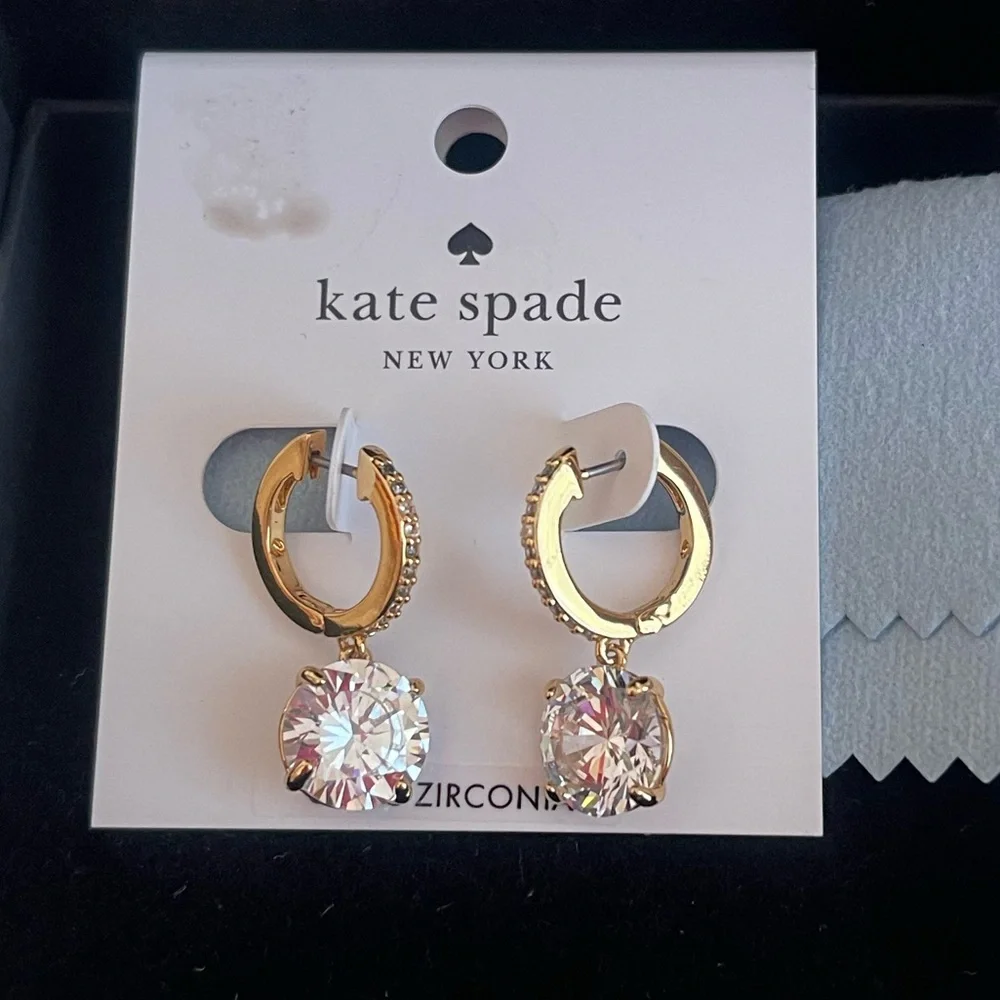 KATE SPADE DROP CRYSTAL DROP EARRINGS BOX DUST CLOTH